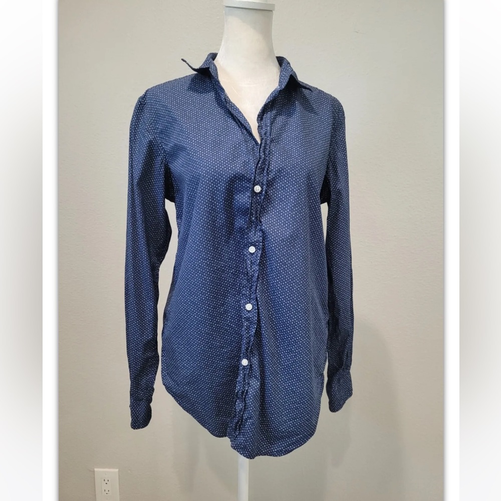 Frank & Eileen Blue Letter Print Frank Buttoned Up Shirt M